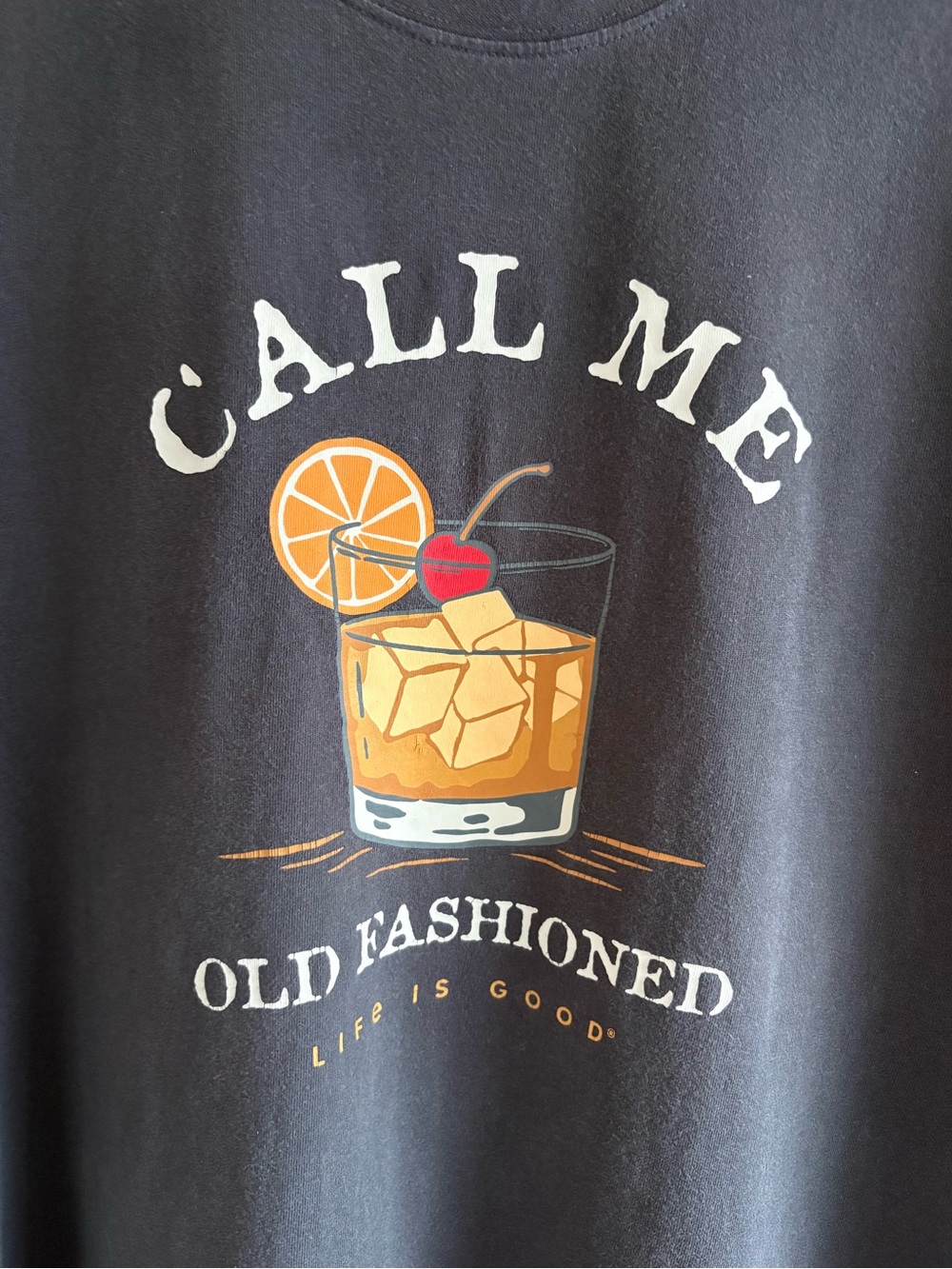 Life Is Good Call Me Old Fashioned Crusher Tee XL Funny Dad Joke Grey Cocktail - Picture 2 of 8